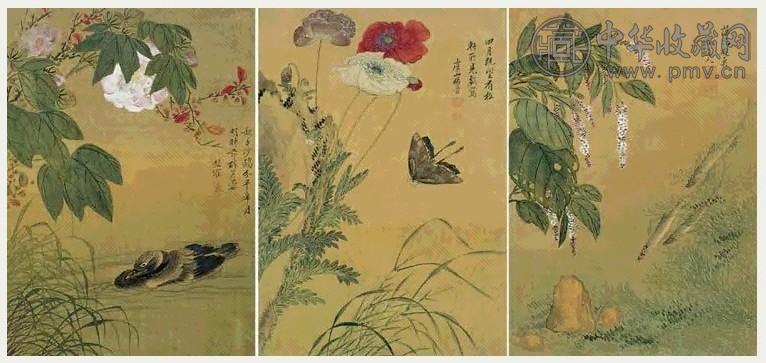 清 杨晋 花鸟 册页(12开选3)