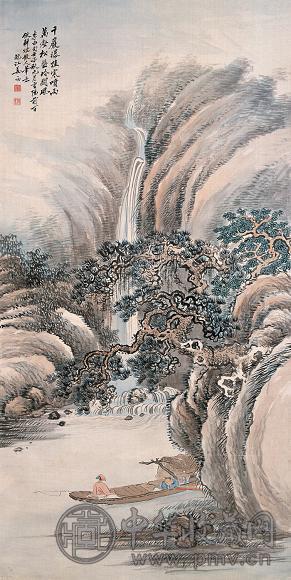 姜筠 1912年作 李白诗意图 立轴 设色绢本