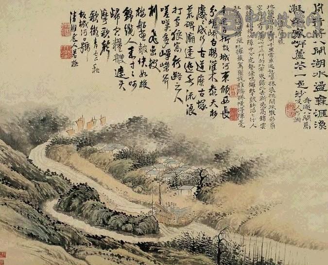 石涛 临清过闸口 轴