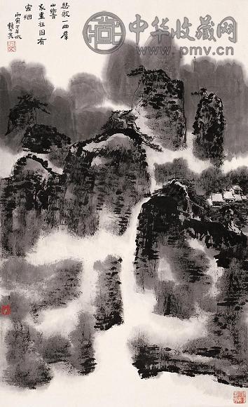 赖少其 1986年作 山水 立轴 设色纸本