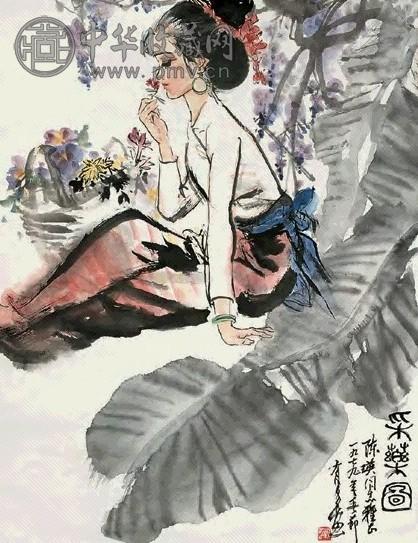 姚有多 1979年 采药图 立轴 设色纸本