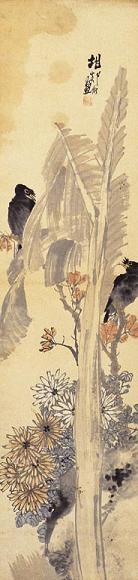 胡郯卿 花鸟 屏轴