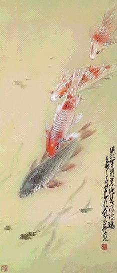 近现代 赵少昂 金鱼 轴