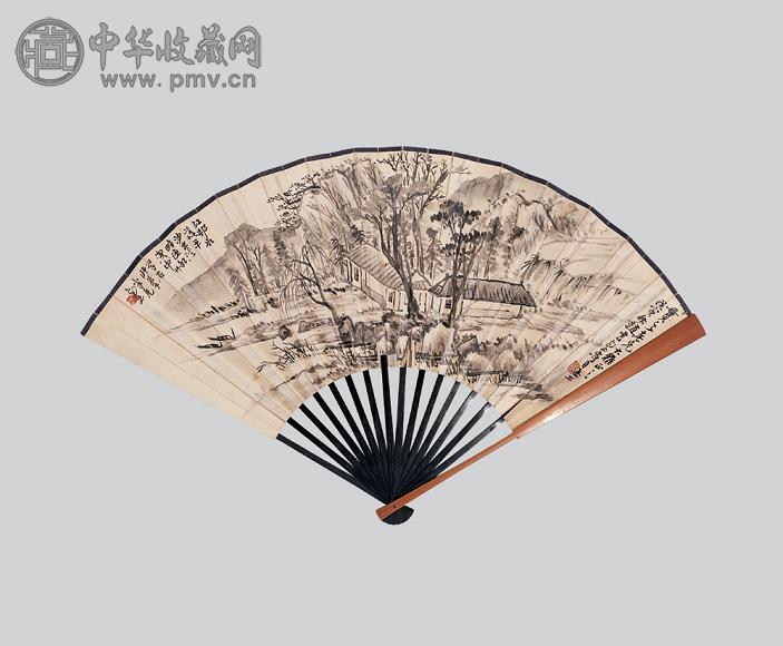 赵云壑 山水 书法 成扇 纸本
