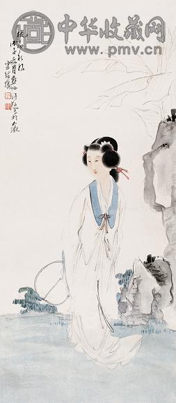 徐操 1936年作 纨扇仕女 立轴 设色纸本