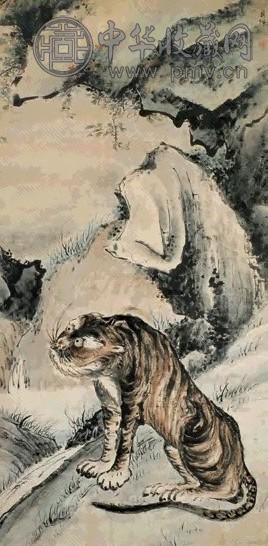 高其佩 虎 立轴 设色纸本