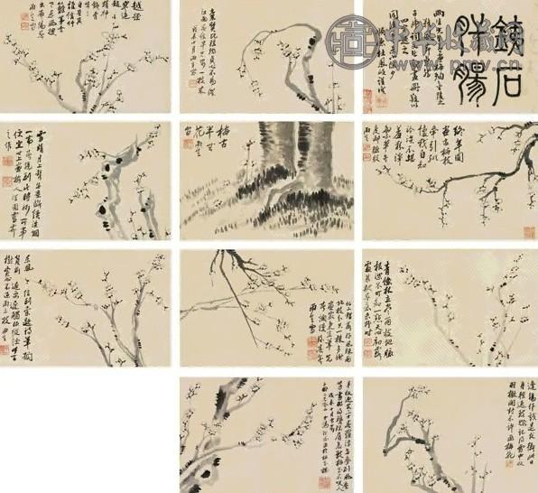 汤贻汾 1871年作 梅花册页 册页 纸本