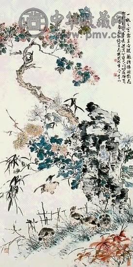 丁宝书 花鸟 立轴 设色纸本