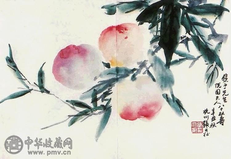 张大壮 寿桃 镜心 纸本