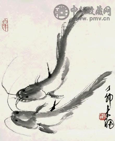 陈大羽 双鱼 横幅 纸本水墨