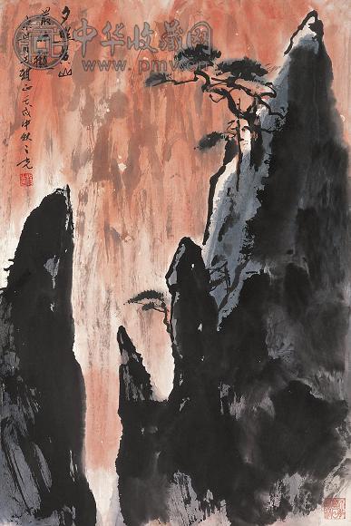 杨之光 壬戌(1982年)作 夕照黄山 镜心 设色纸本