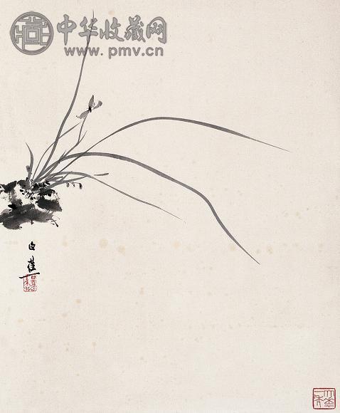 白蕉 幽兰图 立轴 设色纸本