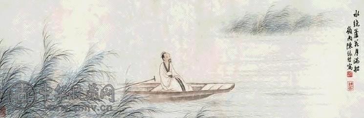陈缘督 籚溪泛舟 镜心 设色纸本