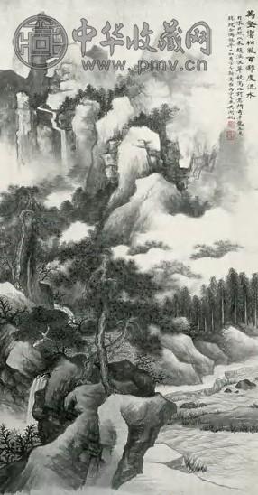 吴湖帆 1936年 万壑松风图 立轴 水墨纸本