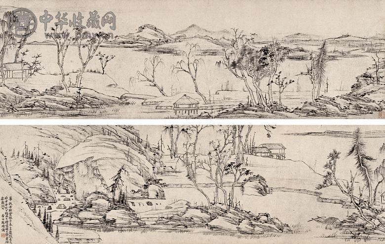 改琦 甲申(1824年)作 仿倪高士山水 手卷 水墨纸本