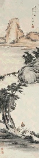 潘恭寿 归樵图 立轴 设色纸本