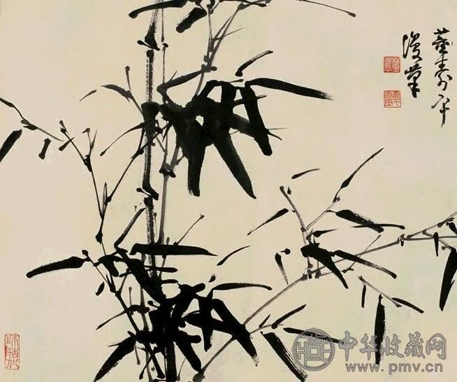董寿平 风竹图 立轴 设色纸本