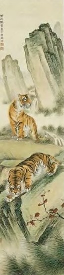 马晋 双虎 镜心