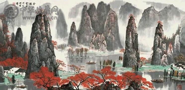 白雪石 金秋红树图 镜心 设色纸本