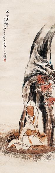 沈心海 无量寿佛 立轴 设色绫本