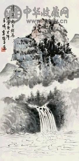 黎雄才 1974年作 春山飞瀑图 立轴 设色纸本