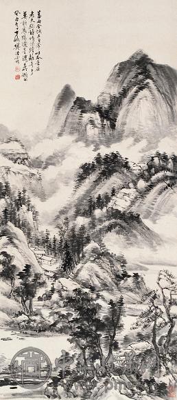 樊浩霖 1933年作 峰含云烟图 立轴 设色纸本