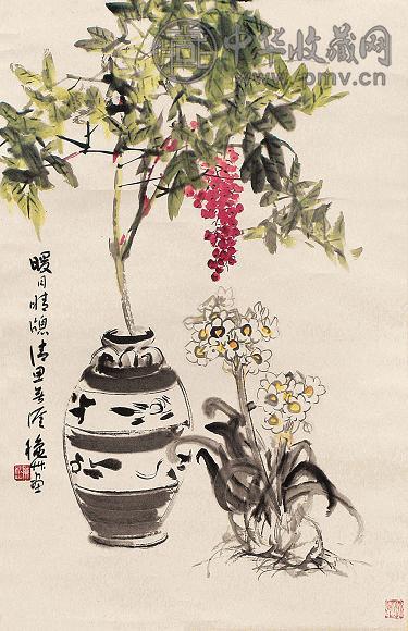 陈秋草 花卉 立轴 设色纸本