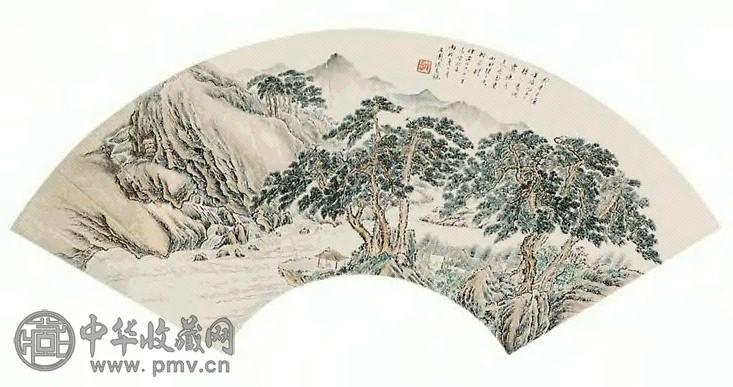 张石园 山水人物 扇面 纸本