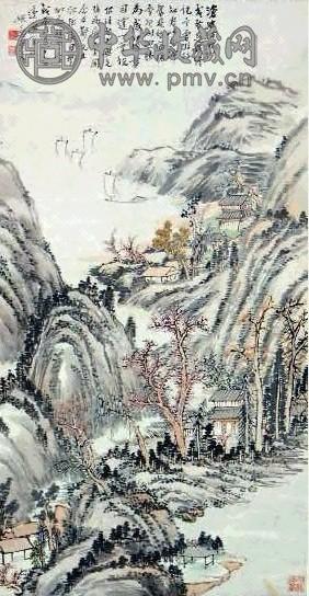 姚华 山水 立轴 设色纸本