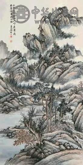 顾麟士 秋山漫步 立轴 设色纸本