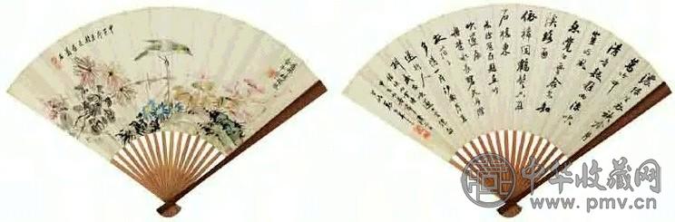 陈旧村 花鸟 成扇