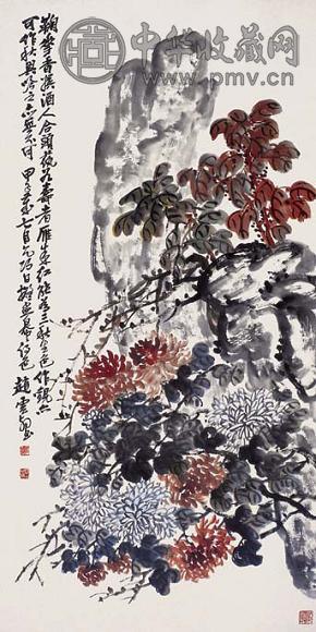 赵云壑 菊石 镜心 设色纸本