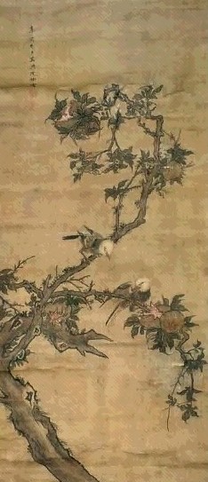 沈铨 花鸟 立轴 绢本
