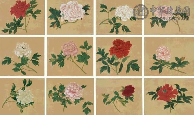 蒋廷锡 牡丹(2册) 册页(100开选12) 设色绢本