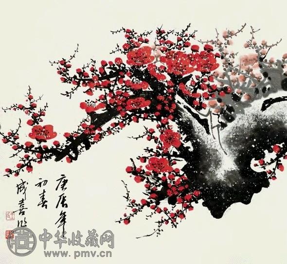 王成喜 2000年作 梅花 立轴 纸本