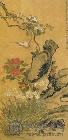 沈铨 花鸟 轴