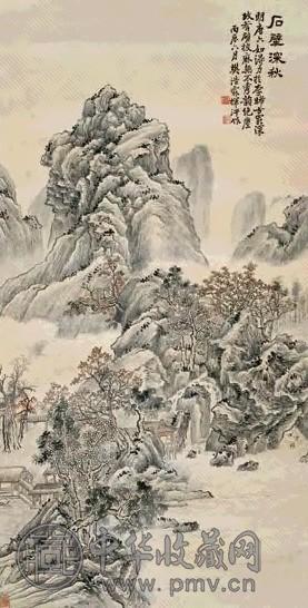 樊浩霖 石壁深秋 立轴 设色纸本