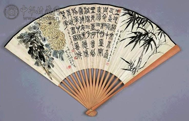 贺天健 书画 扇面 设色纸本