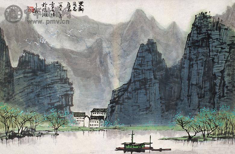 白雪石 山水 镜心 设色纸本