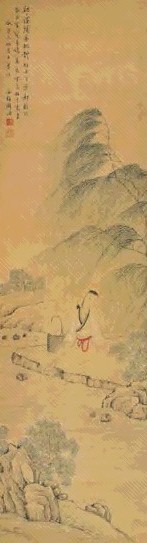 清 顾洛 柳溪浣纱 轴