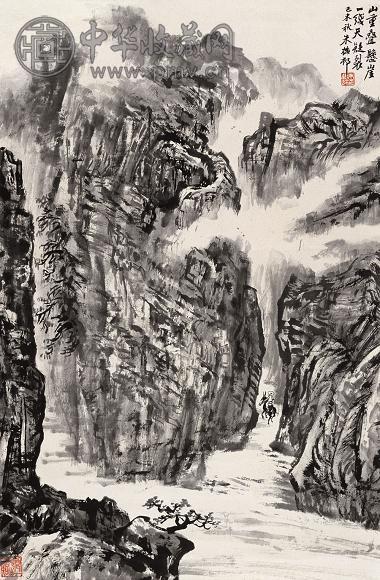 朱梅邨 1979年作 山重迭崖图 立轴 水墨纸本