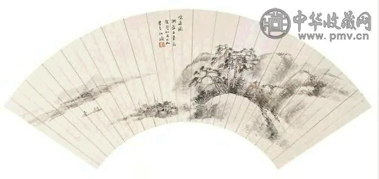 杨伯润 晚渡图 扇面 设色笺本