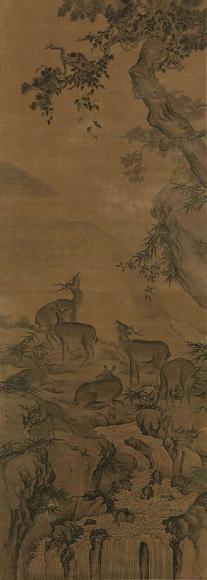 沈铨 爵禄封候图 立轴 设色绢本