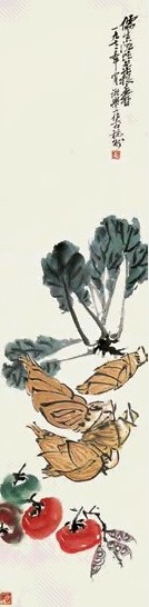 诸乐三 1971年作 儒生滋味 立轴 设色纸本