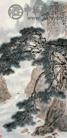 张登堂 1984年作 峡江 立轴 设色纸本