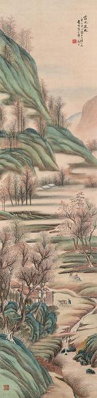 彭旸 庚午(1930年)作 霜林归牧 屏条 设色绢本