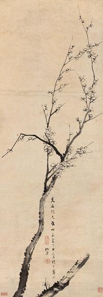 汤贻汾 梅花 立轴 纸本