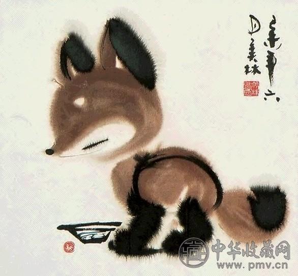 韩美林 动物 镜心 纸本