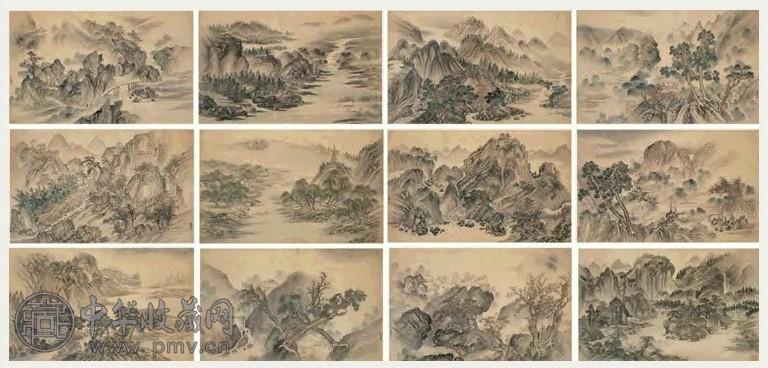 高其佩 十二胜景 册页(12开) 设色绢本