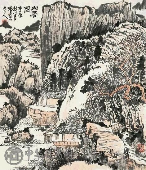 黄秋园 丙辰(1976年)作 山居图 镜心 设色纸本